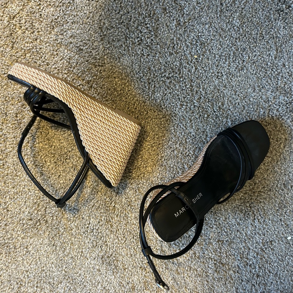 Marc Fisher Black and Tan Wedge Shoes